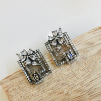 Thumbnail for Diamond Flower Stud Earrings