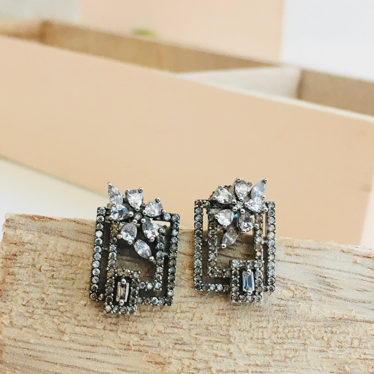 Diamond Flower Stud Earrings