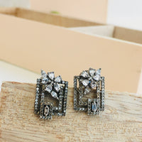 Thumbnail for Diamond Flower Stud Earrings