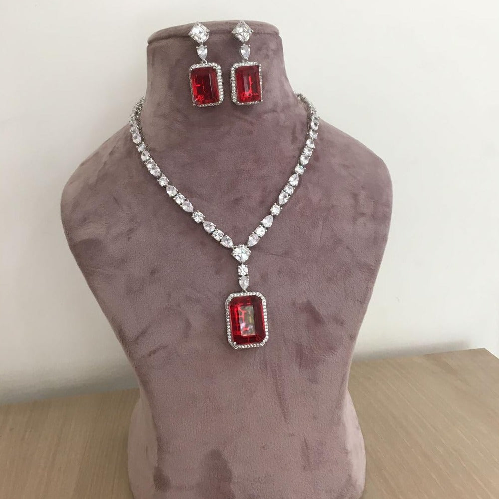 Ruby Diamond Necklace Set Zayn Luxury Jewellery