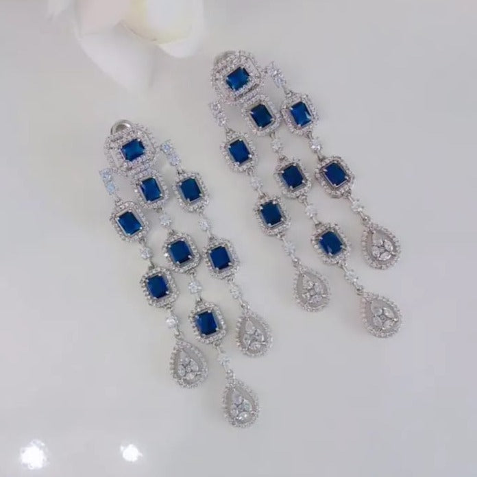 Blue Sapphire Droplet Earrings Zayn Luxury Jewellery