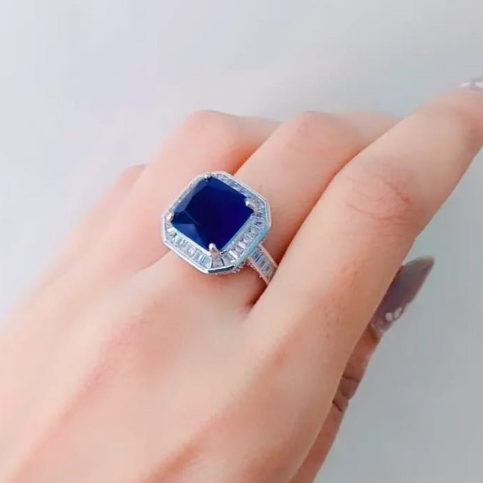 Square Blue Sapphire Ring Zayn Luxury Jewellery