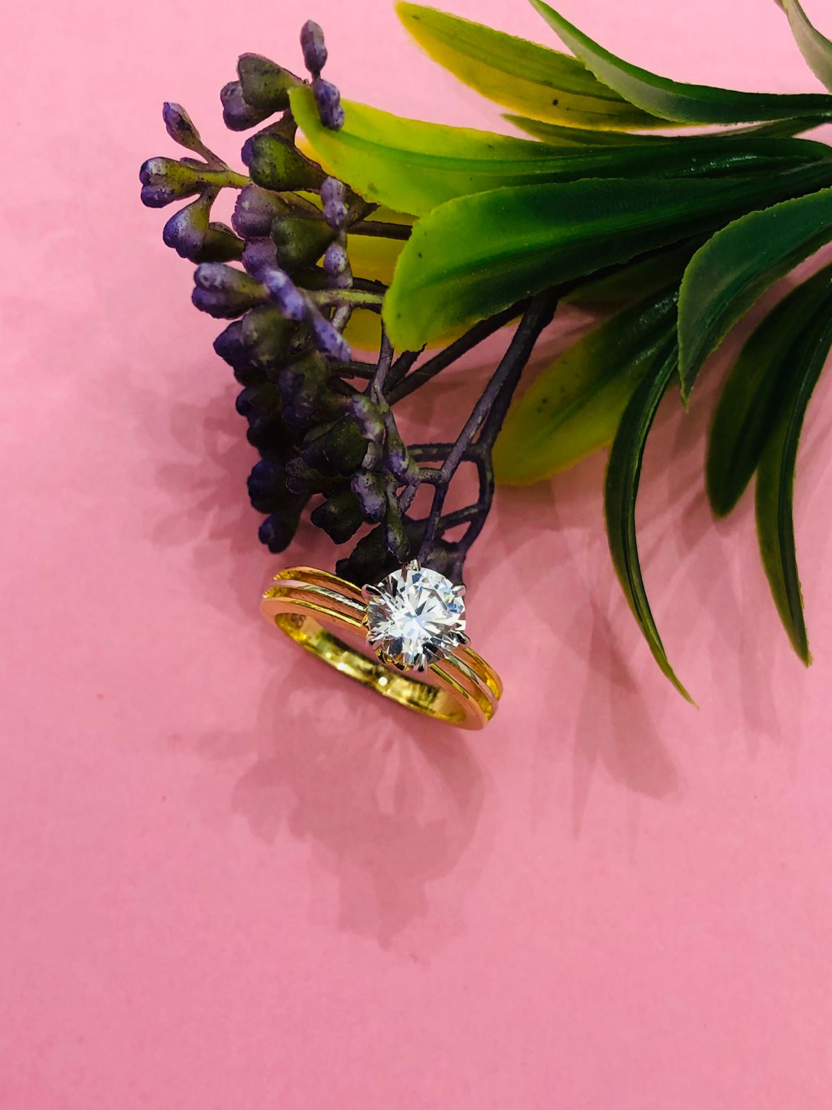 925 Silver Gold Stone Ring