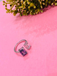 Thumbnail for 925 Silver Purple Baguette Ring