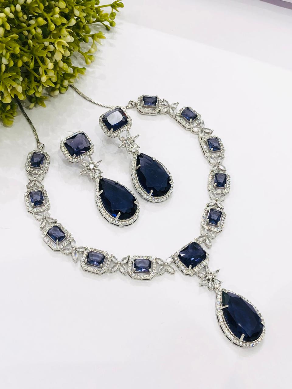 Big Purple Drop Necklace Set