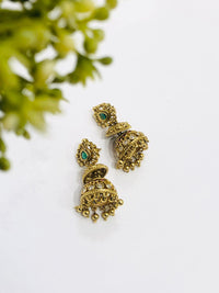 Thumbnail for Antique Gold Green Earrings