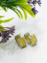 Thumbnail for Yellow Crystal Hoops Earrings