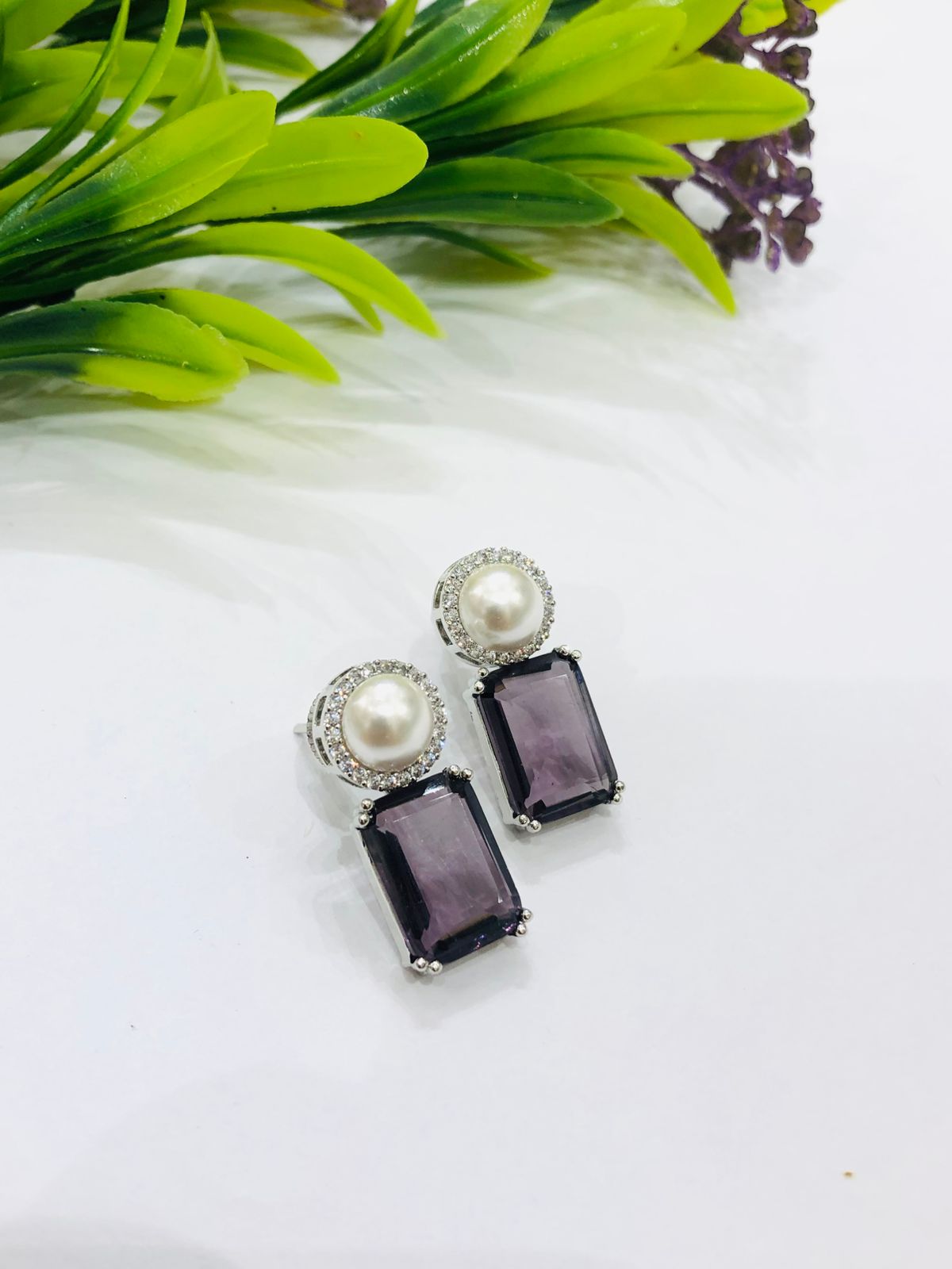 Purple Pearl Earrings