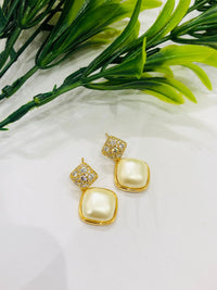 Thumbnail for Golden Diagonal Pearl Earrings