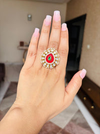 Thumbnail for Kundan Pearl Red Ring