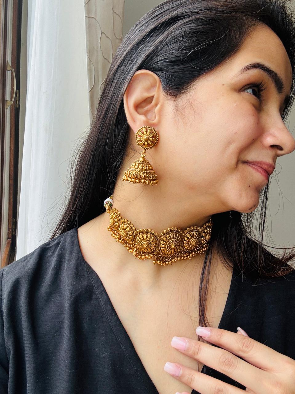 Golden Lotus Necklace Set