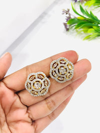 Thumbnail for Stone Golden Flower Earrings