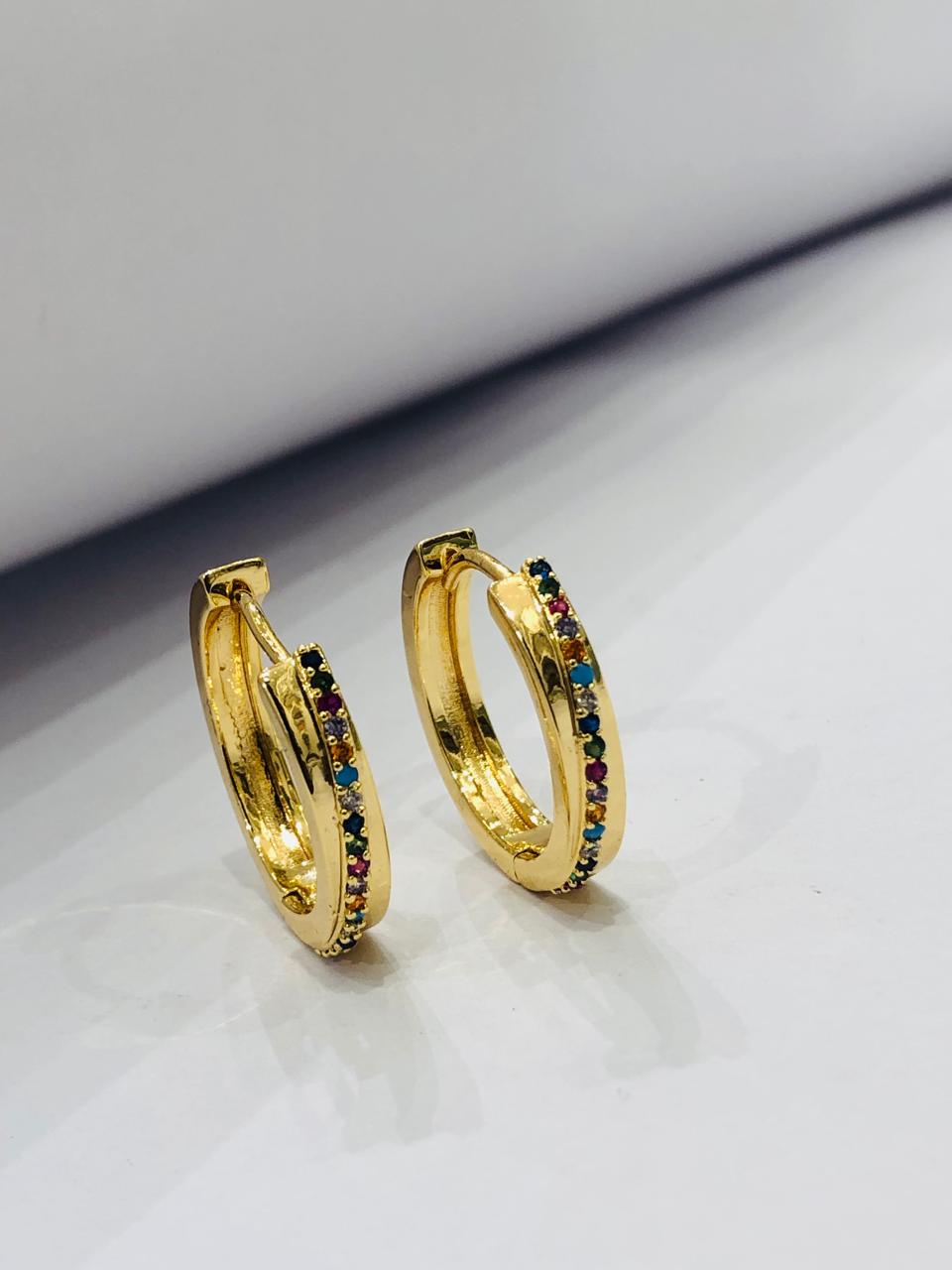 Stones Round Hoop Earrings