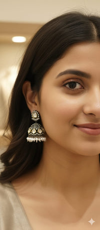 Thumbnail for Polki Oxidise Earrings