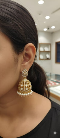 Thumbnail for Golden Polki Jhumki Earrings