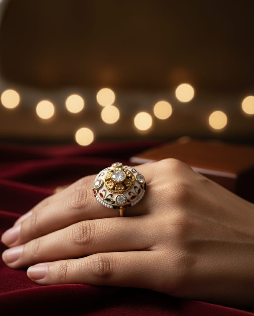 Polki Enamel Ring