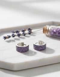 Thumbnail for Purple Stones Hoop Earrings