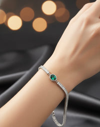 Thumbnail for 925 Silver Green Tennis Bracelet