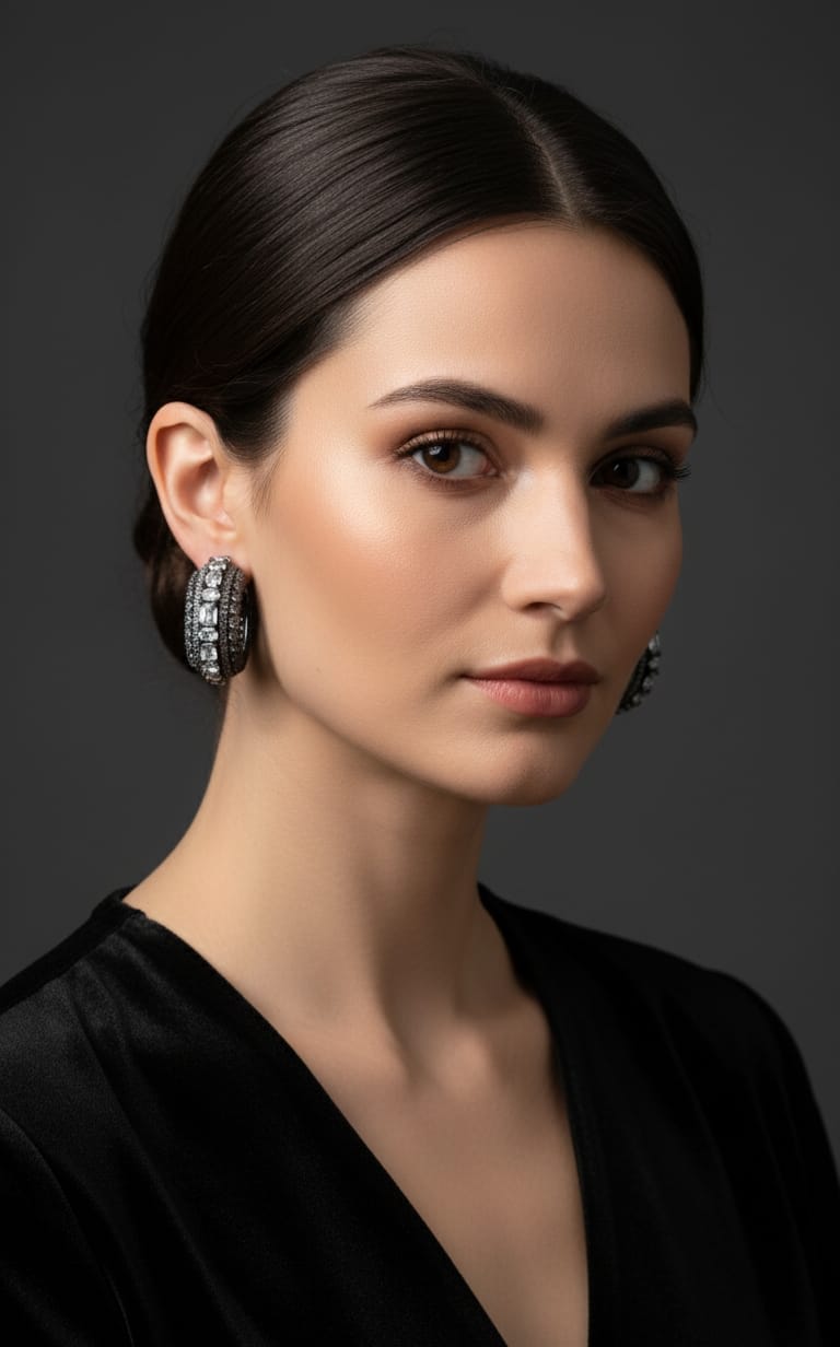 Drop Stone Oxidised Earrings