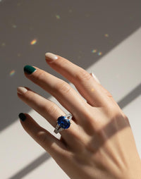 Thumbnail for 925 Silver Oval Blue Stone Ring