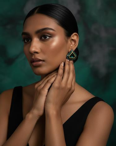 Emerald Triangle Earrings