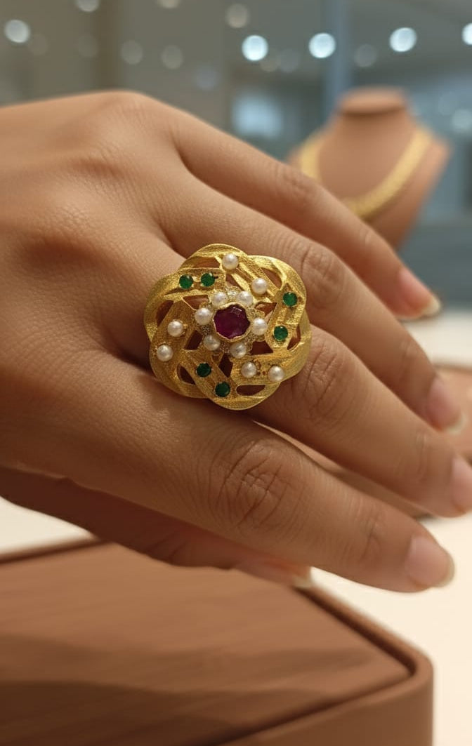 Flower Jadau Ring