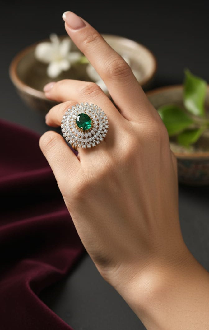 Green Oval Cocktail Ring