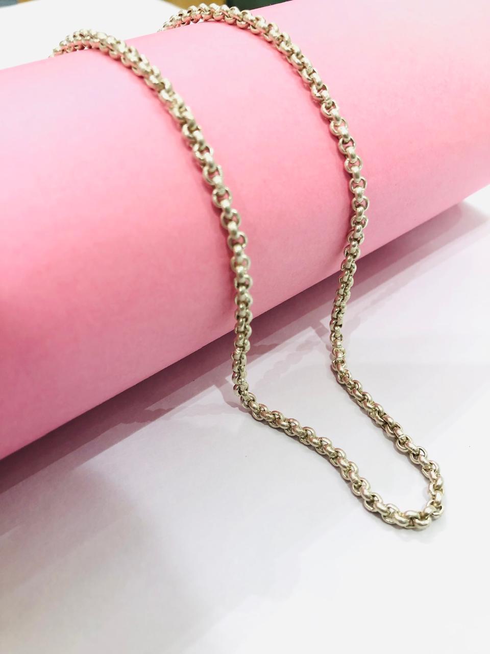 925 Silver Round Lock Chain