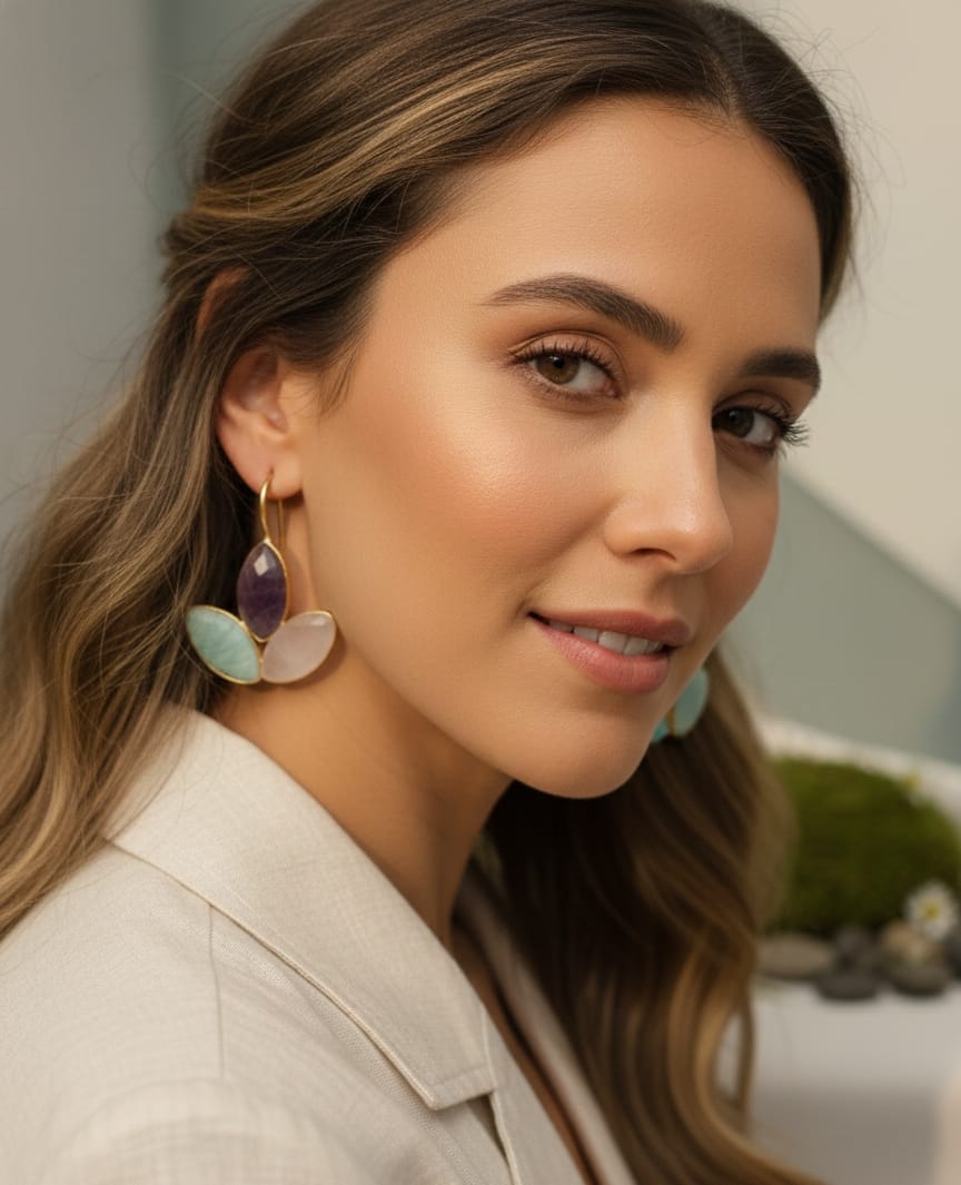 Amethyst Rose Verde Earrings