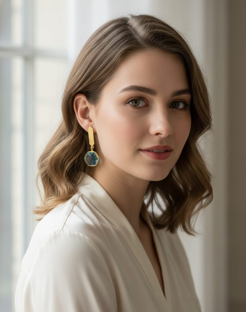 Blue Crystal Golden Earrings