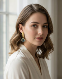 Thumbnail for Blue Crystal Golden Earrings