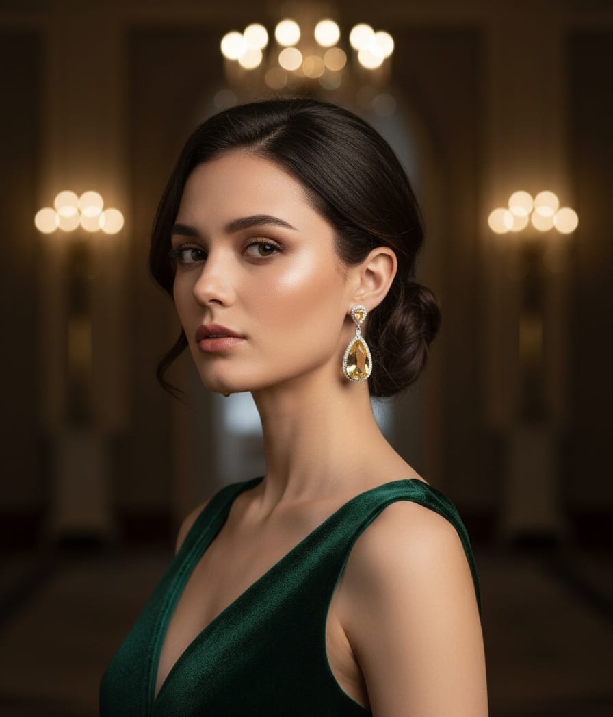 Yellow Stone Dangler Earrings