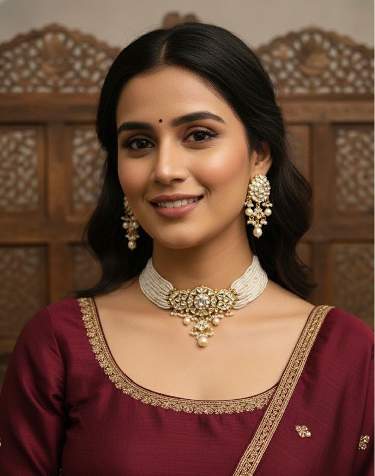 Rajwadi Kundan Necklace Set