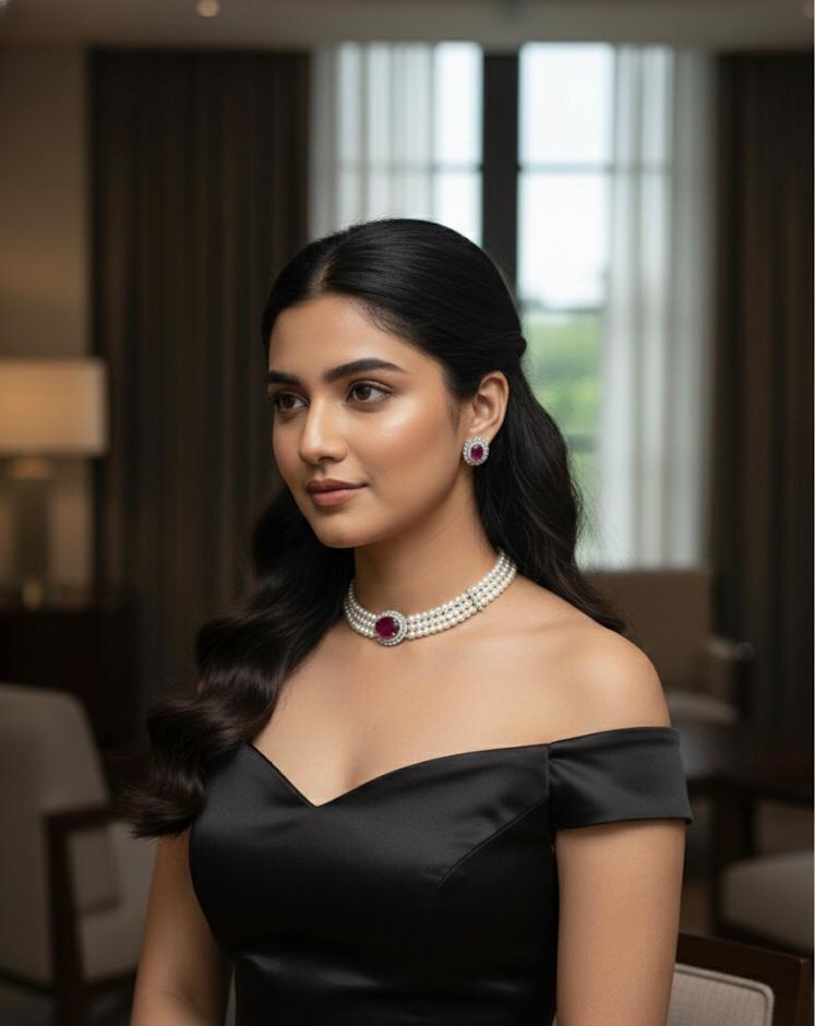 Ruby Pearl Choker Set