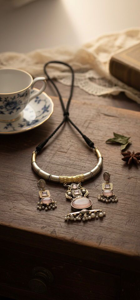 Pink Noor Hasli Necklace Set