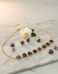 Thumbnail for Purple Prism Stone Necklace Set