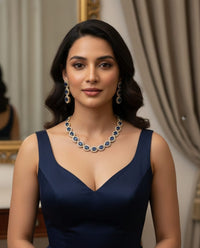 Thumbnail for Blue Oval Golden Necklace Set