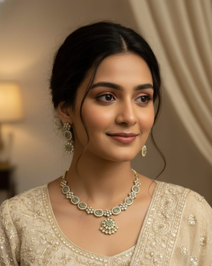 Mint Polki Necklace Set