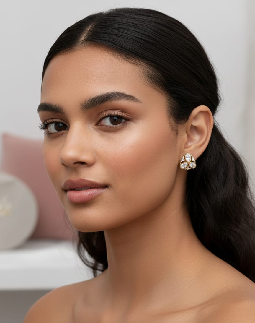 Oval Polki Earrings