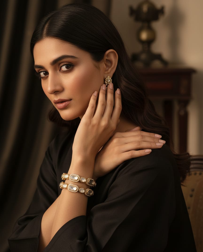 Dusky Shimmer Polki Bangle