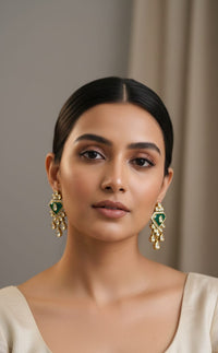 Thumbnail for Emerald Polki Drops Earrings