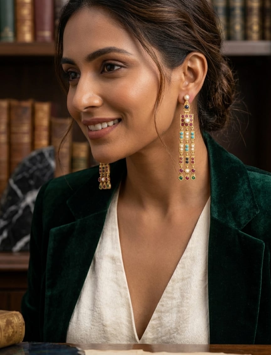 925 Silver Jadau Earrings