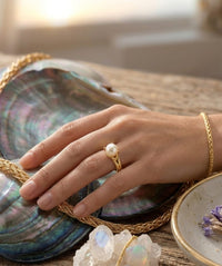 Thumbnail for 925 Silver Golden Pearl Ring