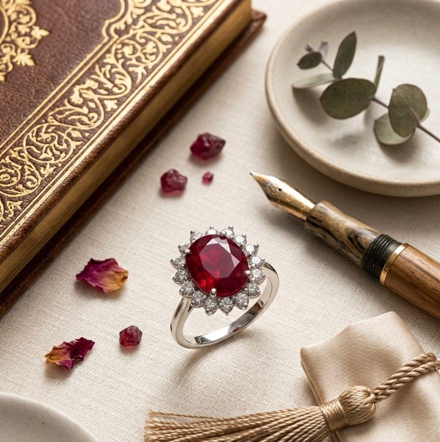 925 Silver Ruby Oval Ring