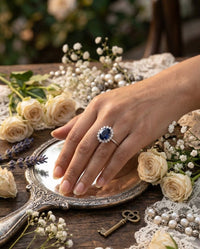 Thumbnail for 925 Silver Blue Shimmer Oval Ring