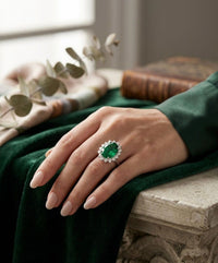 Thumbnail for 925 Silver Green Shimmer Oval Ring