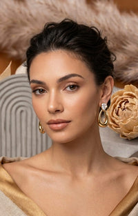 Thumbnail for Drop Golden Oval Earrings