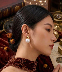 Thumbnail for Golden Stone Pearl Earrings