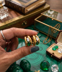 Thumbnail for Green Stone Hoop Earrings