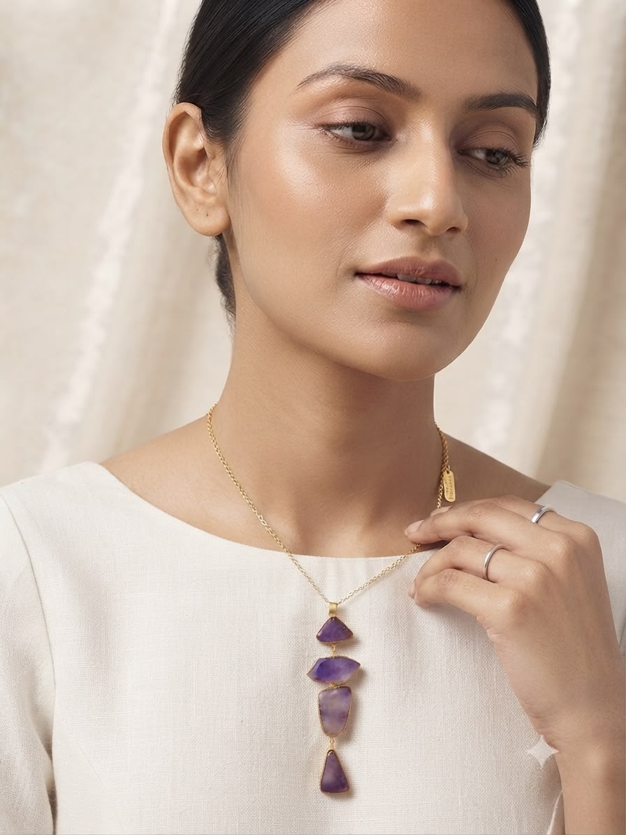 Purple Raw Stone Chain